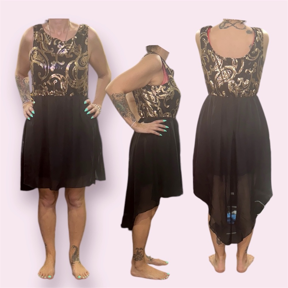 Elegant Black and Gold Women's Dress